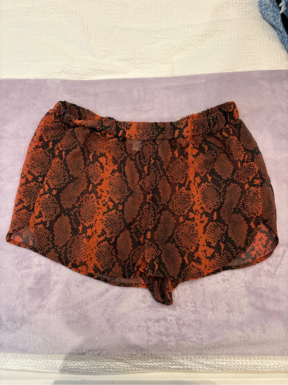 Women's Orange Snake-Print Shorts